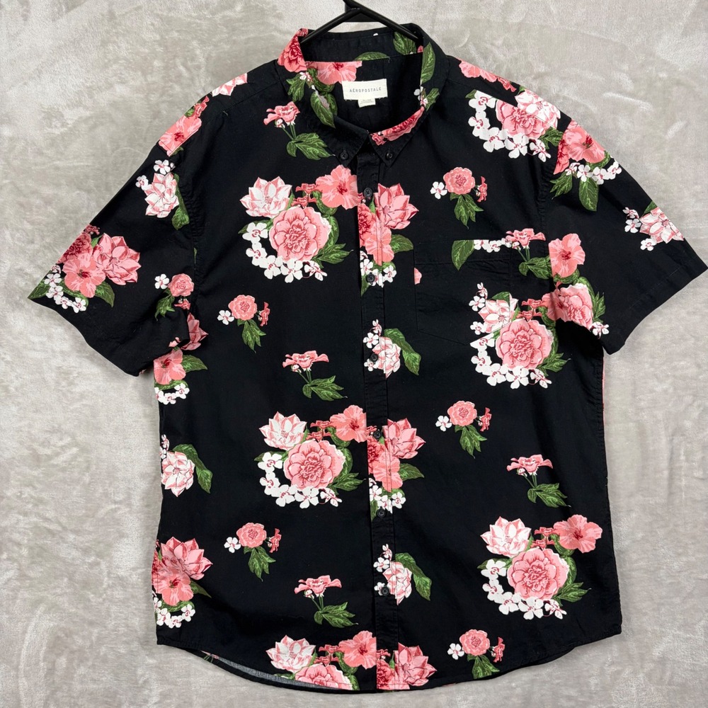 Aeropostale Mens XL Short Sleeve Button Up Shirt Floral
Vacation Resortwear Bold